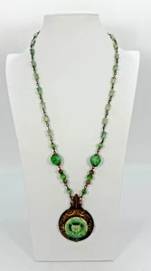 Antique Art Deco Neiger Bros. Czech Glass Egyptian Revival Necklace Gold Tone - Picture 1 of 10