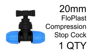 20 mm FloPlast Druckstopp Hahn Endkupplung Supreme Wasserrohr Absperrung - Bild 1 von 2