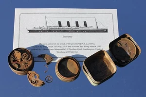 CUNARD LINE RMS LUSITANIA SELTENES ORIGINAL WRACK GEBORGENES TASCHENUHRWERK. - Bild 1 von 16
