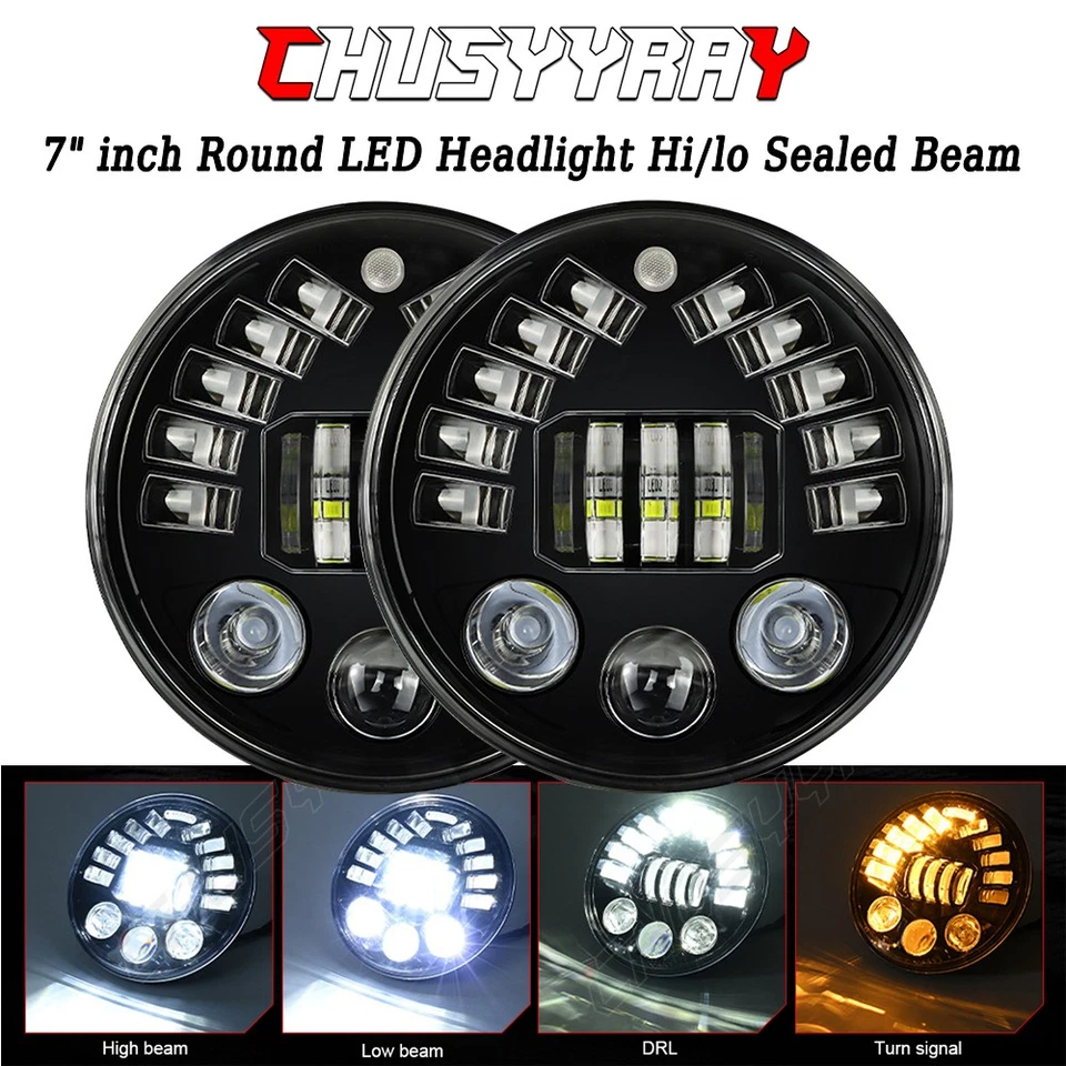 Faróis de LED redondos de 7 polegadas feixe alto baixo DRL para 1970-1991 Mitsubishi Montero - Imagem 1 de 4