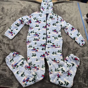 Vineyard Vines One-piece Pajamas Youth Large 16 Hooded Fleece Holiday Whale - Picture 1 of 9