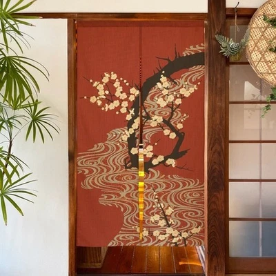 Cortina Noren tradicional japonesa - Agua corriente y ciruela invierno decoración del hogar regalo Foto 1 de 4