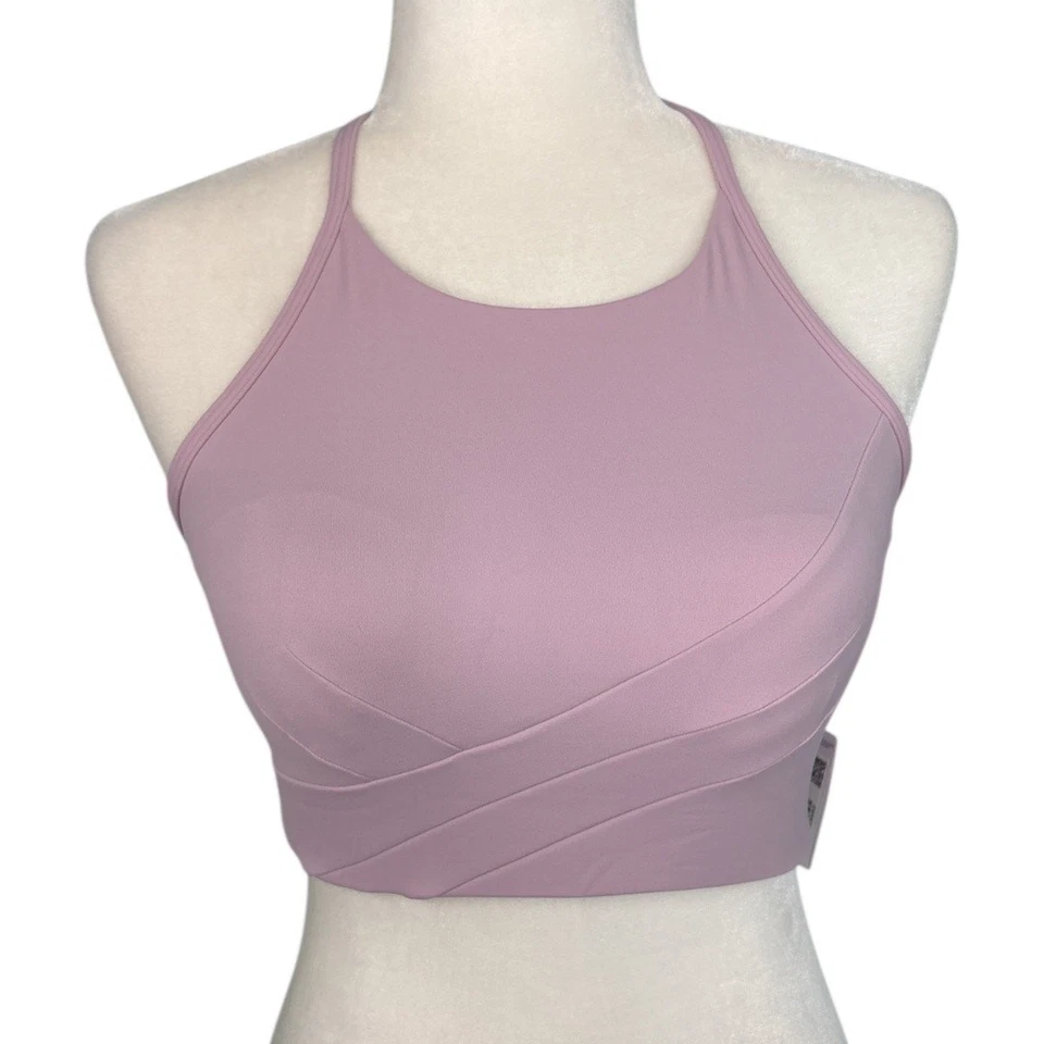 Lululemon Flow Y Wrap-Front High-Neck Bra 4 Light Support Pink Peony LW2EH3S