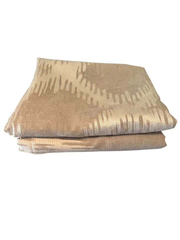 Decorative Beige & White Sheer Curtain Panel With Abstract Diamond Pattern 84" L - Image 1 of 4