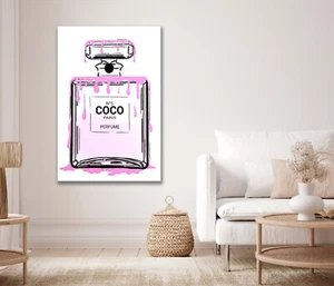 Botella de perfume rosa femenina arte lienzo sin marco o póster impresión arte de pared - Imagen 1 de 3
