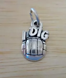¡Dije de voleibol o waterpolo de plata esterlina 15x10 mm I excavación! ¡Realmente lindo! - Imagen 1 de 3
