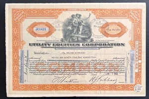 The Utilities Equity Corporation Stock Certificate - 1943 - Picture 1 of 3