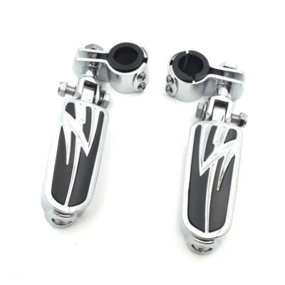 1" Highway Flame Foot Pegs Clamps Kit For Honda VLX600 DLX600 Shadow 600 VT600 — 第 1/4 张图片