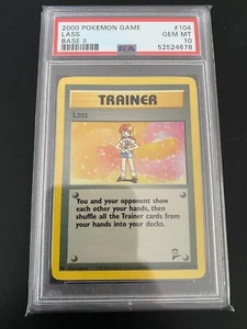 2000 Pokemon Base Set 2 - PSA 10 GEM MT - Lass Trainer #104/130 - Picture 1 of 2