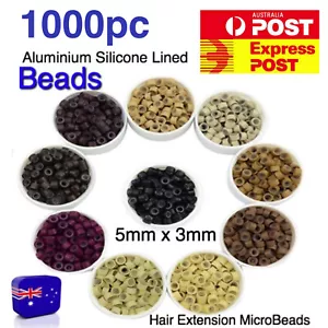 Hair Extension Micro Ring Beads 1000 Silicone Lined 5 mm x 3mm HIGH QUALITY Link - Picture 1 of 19