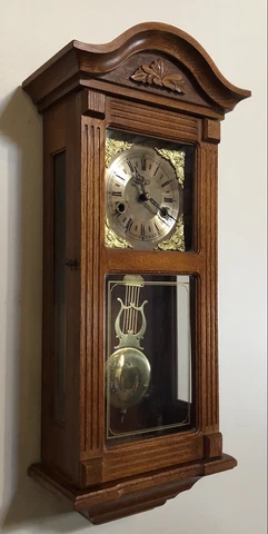 DEA Oak Key Wind Contemporary Hanging Wall Regulator Clock D&A Cover