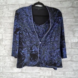 Onyx Nite Jacke Tank Set Damen Medium Lila Schwarz Glitzer Abend Schimmer - Bild 1 von 13