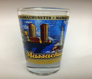 MASSACHUSETTS STATE WRAPAROUND SHOT GLASS SHOTGLASS NEW  - Picture 1 of 1