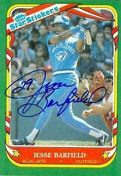 Jesse Barfield autographed Baseball Card (Blue Jays) 1987 Fleer Star Stickers #4 - Image 1 of 1
