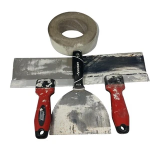 Lote de 4 herramientas para paneles de yeso con cinta de malla - Cuchillos de cinta Husky Walboard usados - Imagen 1 de 4