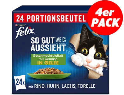 Purina FELIX Katzenfutter Nass - Fisch & Fleisch mit Gemüse in Gelee - 96 x 85g