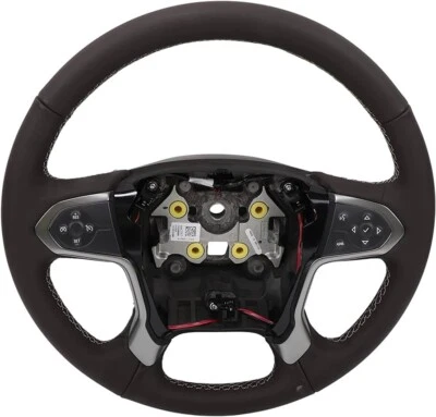 GENUINE 14-20 Fit Silverado Suburban Tahoe Cocoa Leather Steering Wheel 84483747 - Image 1 of 2