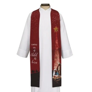 110 Inch Unto Us A Child I Born Priest Stole - Picture 1 of 4