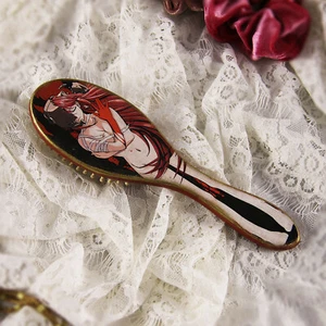 Wooden Hair Brush Handmade Decoupage Wood Elfen Lied Anime Lucy Comb Bamboo - Picture 1 of 8