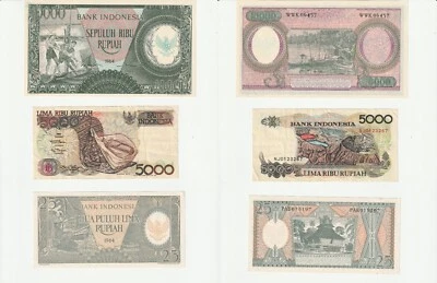 Lote de 14 billetes de banco de Indonesia de mediados de 1950 Foto 1 de 4