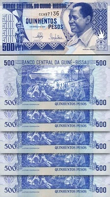 Guinea Bissau 500 Pesos 1990, UNC, 5 Pcs LOT, Consecutive, P-12 - Image 1 of 4