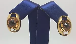 PENDIENTES TRASEROS OMEGA DE ORO AMARILLO CITRINO 18K 750 - Imagen 1 de 12