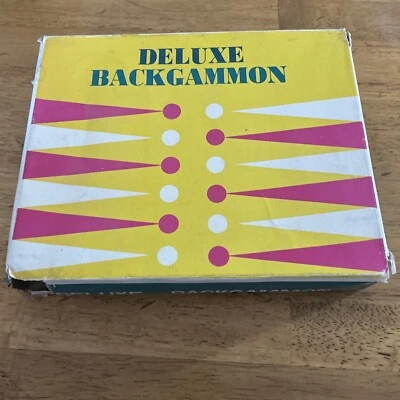 Deluxe Backgammon Game In Case Original Box Folding Cup Instructions Vintage - Image 1 of 4