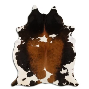 Real Cowhide Rug Tricolor Size 6 by 7 ft, Top Quality, Large Size - Picture 1 of 5