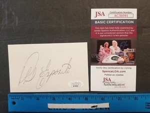 VINTAGE NHL HOCKEY HAND SIGNED PHIL ESPOSITO 3X5 CARD W/JSA COA (DS) 71422 - Picture 1 of 1