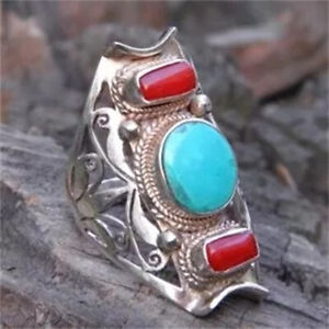 Fashion 925 Silver Jewelry Women Wedding Engagement Turquoise Rings Size 6-11
