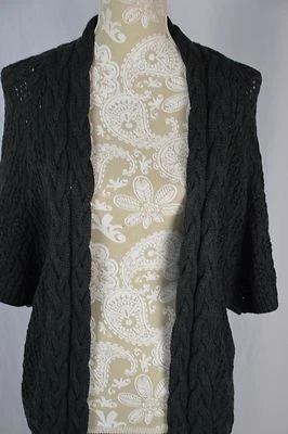 Eight Eight Eight Womens Medium Dark Gray Cable Knit Short Sleeve Sweater Shrug - Image 1 of 4