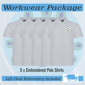 Workwear bundle. 5 Embroidered Polo shirts. Personalised Embroidered polo shirt. - Picture 1 of 2