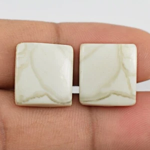 23 Cts Natural Howlite Handmade Cabochon Gemstone Pair for Earring VG389 - Picture 1 of 2