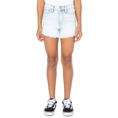 Pantalones Cortos Celebrity Rosa Tiro Alto Niñas Talla 7 Azul Claro Algodón Con Dobladillo Deshilachado Foto 1 de 4