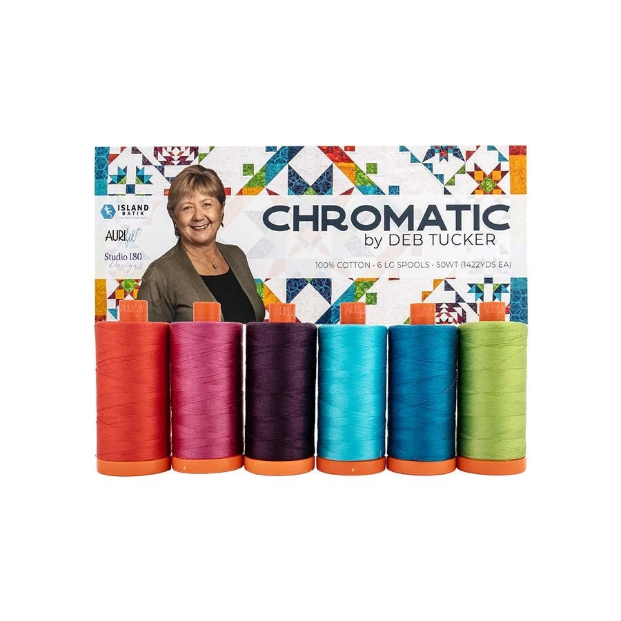 AURIFIL CHROMATIC SET FROM DEB TUCKER 6 LARGE SPOOLS 50 WT COTTON - Image 1 of 1