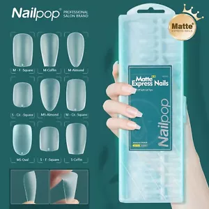Short Matte Nail Tips Extension System Full Cover Gel Tips Nail Art Fake Nails - Picture 1 of 33
