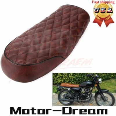 Motorcycle Cafe Racer Seat Flat Brat & Hump Saddle For Honda CB Suzuki Yamaha XJ Foto 1 de 4