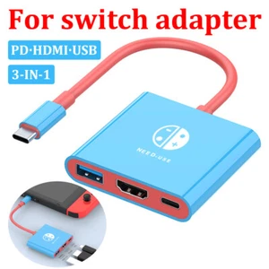 3 in 1 Type C to USB-C 4K HDMI USB 3.0 Hub Adapter Cable For Nintendo Switch - Picture 1 of 13