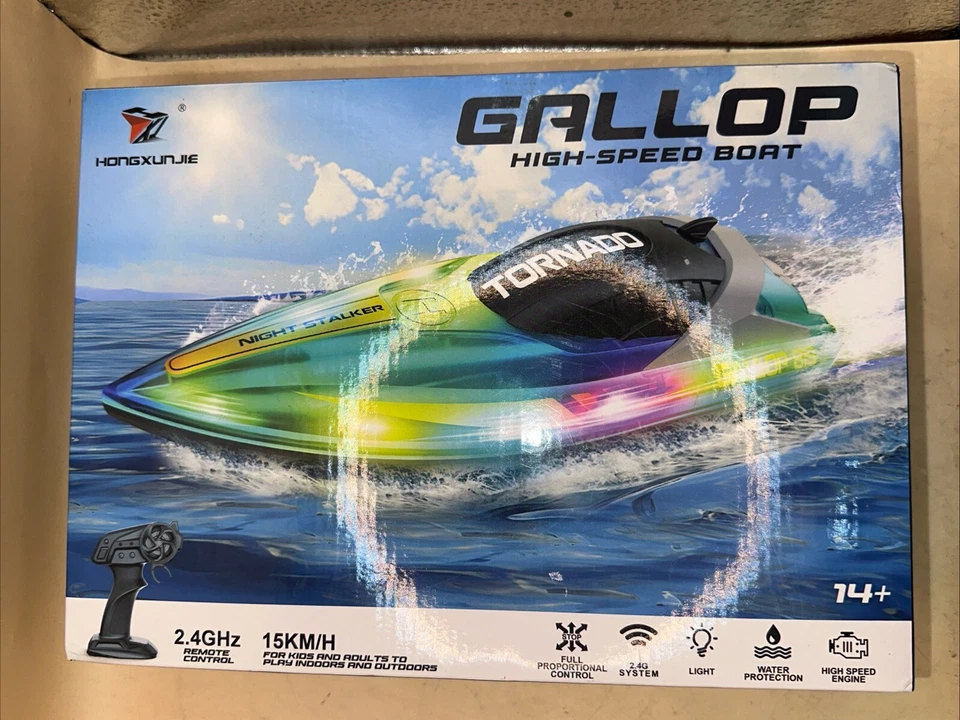 NEW Gallop High-Speed RC TORNADO Boat w LED Light Remote Control ORANGE 14+ - Image 1 of 4