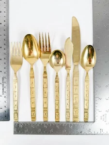 Service For 12 - Lifetime Cutlery Stainless Flatware Japan Gold Vintage MCM 60’s - Picture 1 of 18