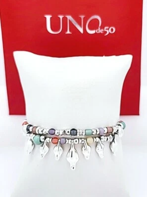 NUEVO UNO de 50 Tono Plata Glamour Pato Fiesta Multi Cuentas Cristales Boho Pulsera  Foto 1 de 4
