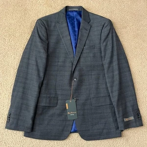 NWT Ben Sherman Mens Wool Blend Gray Plaid Sport Coat Jacket Size 40R - Picture 1 of 7