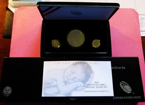 2015 MARCH OF DIMES THREE COIN SPECIAL SILVER SET. SILVER DOLLAR & 2 DIMES. - Picture 1 of 3