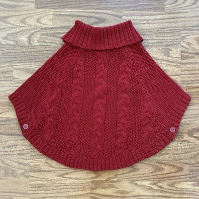 Carter’s Niñas Capa Chal Poncho Cable Tejido Suéter 6 6X Rojo Navidad Vacaciones Foto 1 de 4