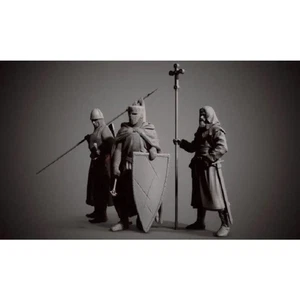1/24 75mm Resin Model Kit Medieval Knights Warriors Crusaders Unpainted - Picture 1 of 5