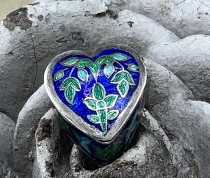 Vintage Sterling Cloissone Herz Pillendose Marke "Meisterwerk" - Bild 1 von 6