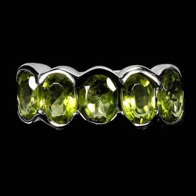 925 Sterling Silver Ring Oval Peridot 7x5mm Natural Gemstone Jewelry Size 7 - Image 1 of 4