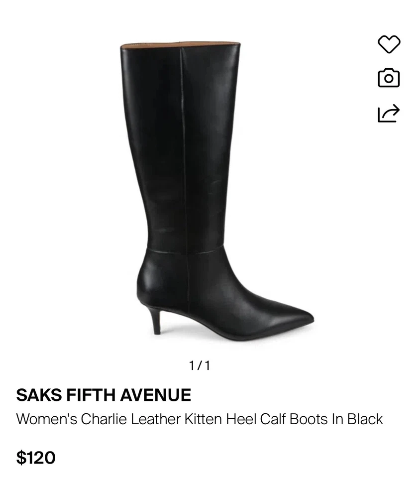 Saks Fifth Avenue Charlie кожи котенок каблук икры ботинки размер 6 М новый без коробки - Изображение 1 из 4