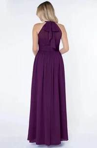 Azazie Iman bridesmaid dress Grape size A4 Floor Length Rei Back High Neck - Picture 1 of 9