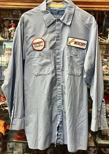 CAMISA DE TRABAJO UNIFORME AZUL XL VINTAGE con PARCHE MERCURY COUGAR & NIEHOFF ULTRA PRO - Imagen 1 de 6